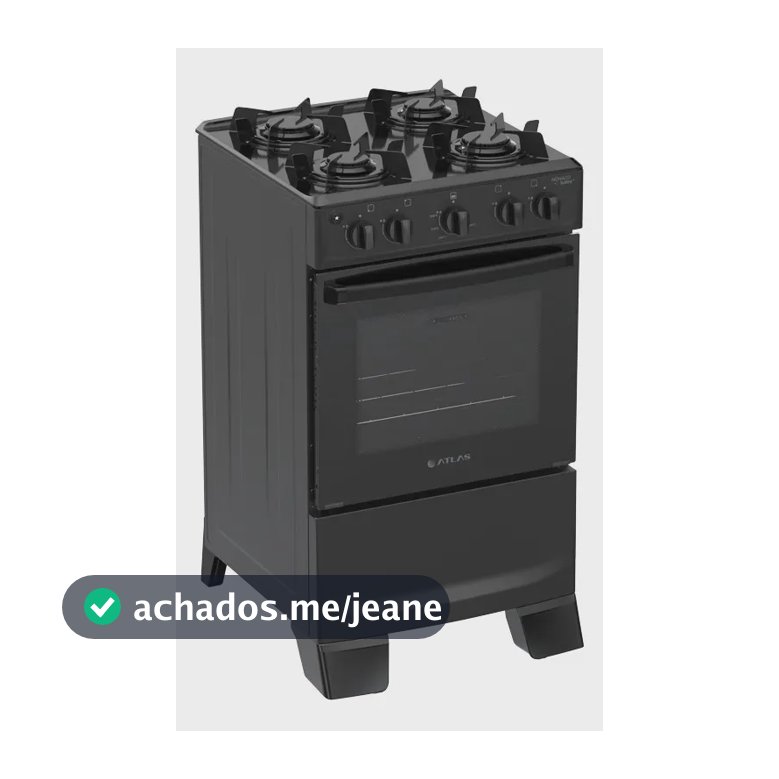 Fogão 4 Bocas Atlas Mônaco Lustro Automático Mesa De Aço Esmaltado Preto