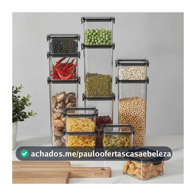 Kit 12 Potes Herméticos Quadrados Haushop Para Alimentos Transparente