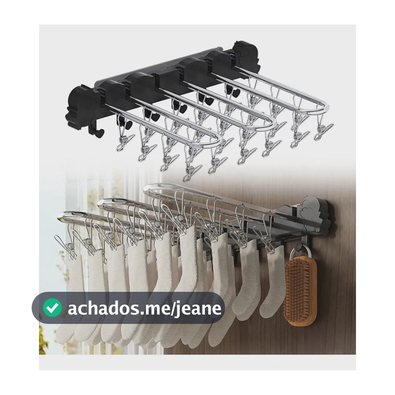 Varal De Roupa Íntima 24 Prendedores - Calcinha, Meia, Cueca Cor Preto