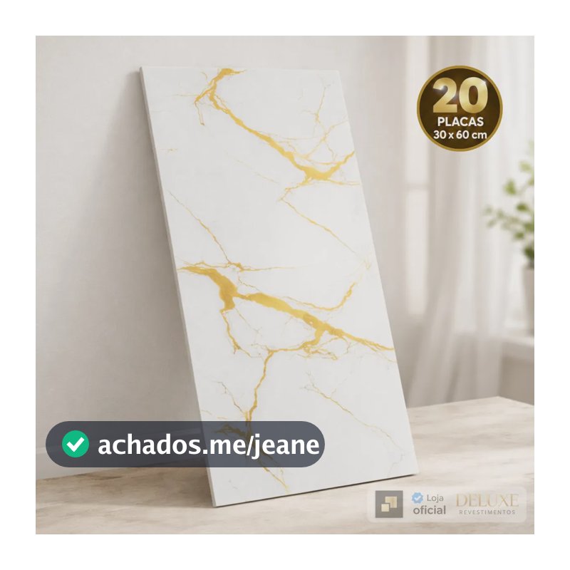 Kit 20 Placas Adesivas 3d Marmorizada Dourada 30x60cm Revestimento Parede
