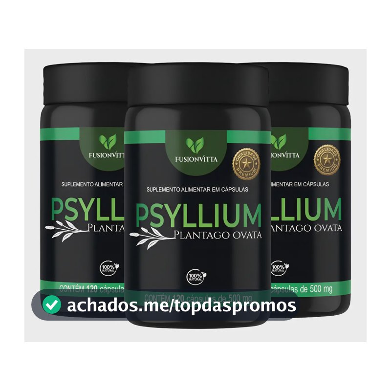 3x Psyllium 120 Cápsulas 500mg Fusionvitta Sem Sabor