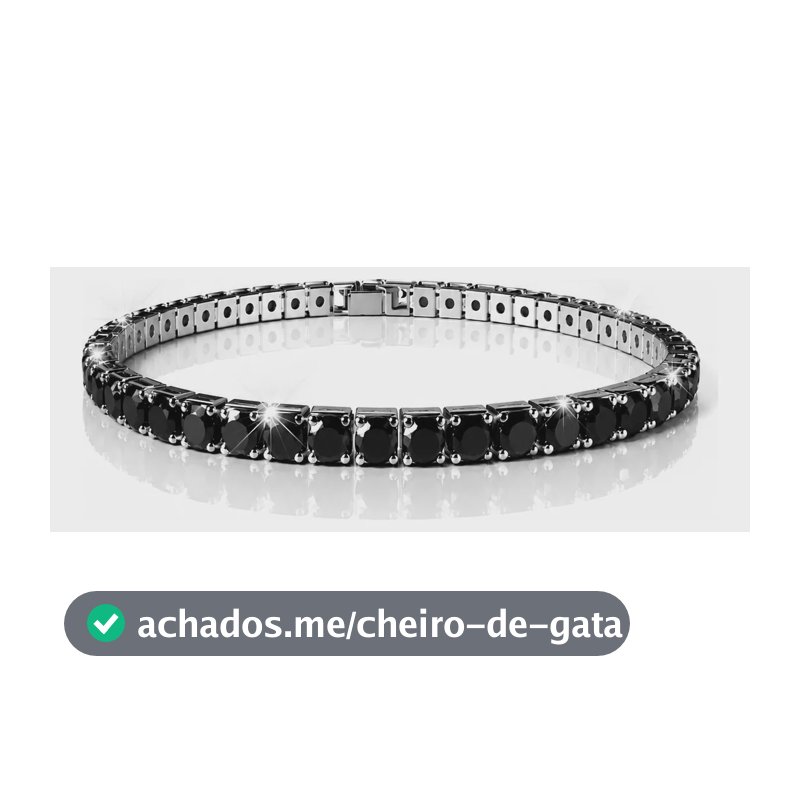 Pulseira Riviera Zircônia Preta Aço Luxo Unissex Social Preto 17 Cm
