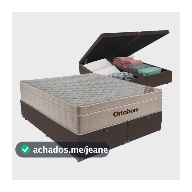 Cama Box Molas Ensacadas Com Baú Cinza Queen Airtech Ortobom