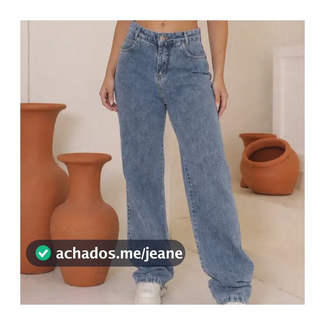 Calça Jeans Feminina Wide Leg Cintura Alta Pantalona