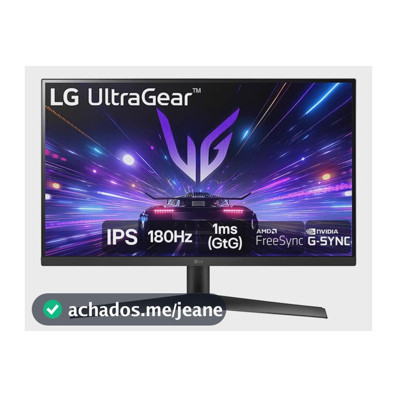 Monitor Gamer LG UltraGear 27” IPS, 180Hz, 1ms (GtG), NVIDIA G-SYNC , AMD FreeSync, HDR10, sRGB 99%, Preto- 27GS60F