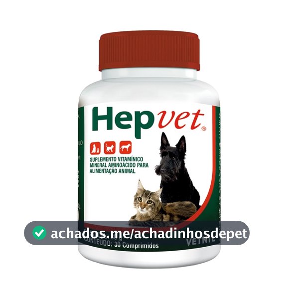 Hepvet Vetnil Vitamínico Para Cães e Gatos Com 30 Comprimidos
