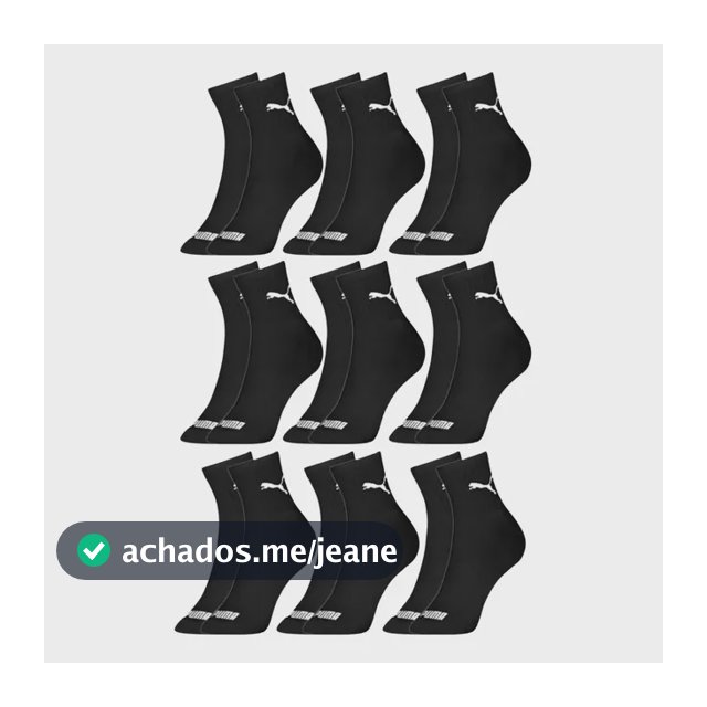 Kit 9 Pares Meias Puma Cano Médio Adulto Algodão Original