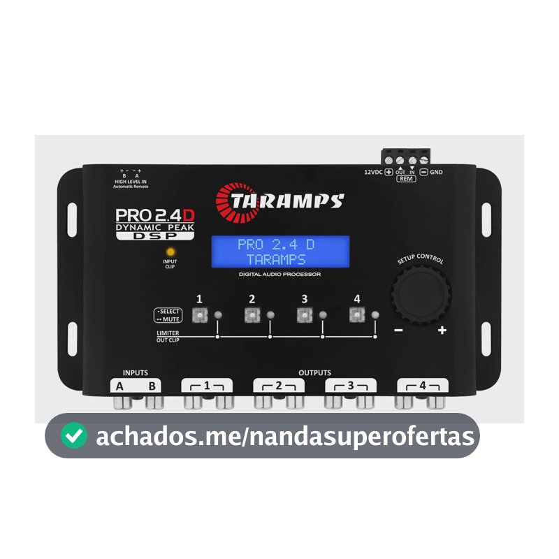Processador De Audio Digital Taramps Pro 2.4D Equalizador 2 Entradas 4 Saidas 12v Crossover Som Automotivo 4 Vias