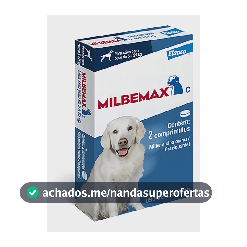 Vermífugo Para Cachorro Elanco Milbemax 5 Kg A 25 Kg 2 Comp