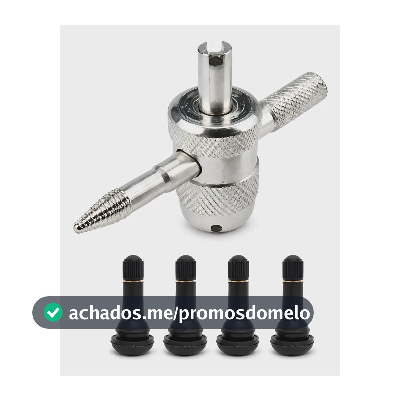 Chave Saca Válvula Pneu 4 Em 1 + 4 Válvulas Tr414 Bico - Kit