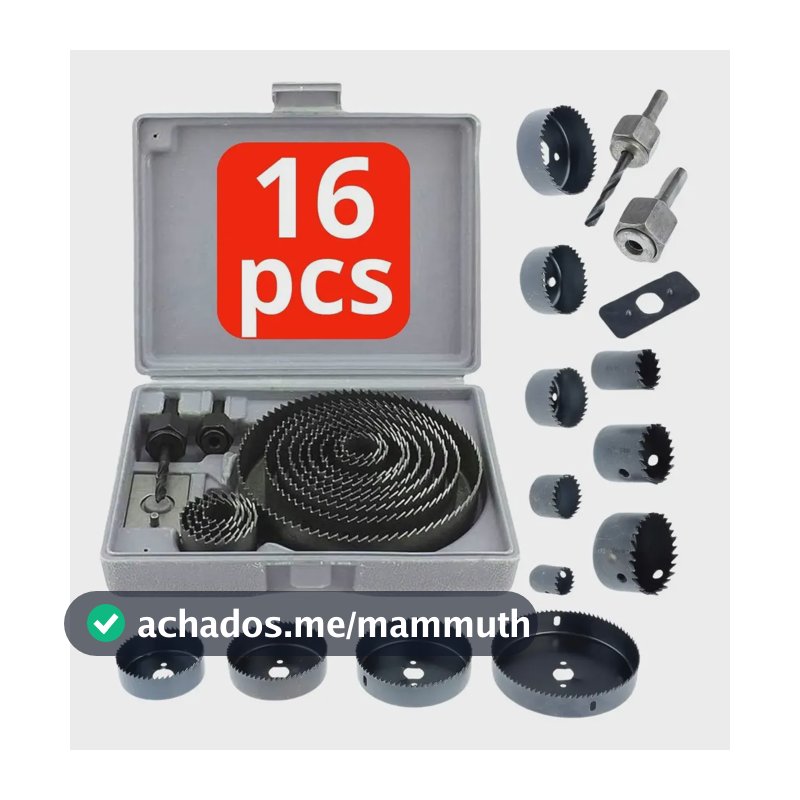 Serra Copo Para Madeira Gesso Pvc Plástico Kit 16 Pecas Jogo