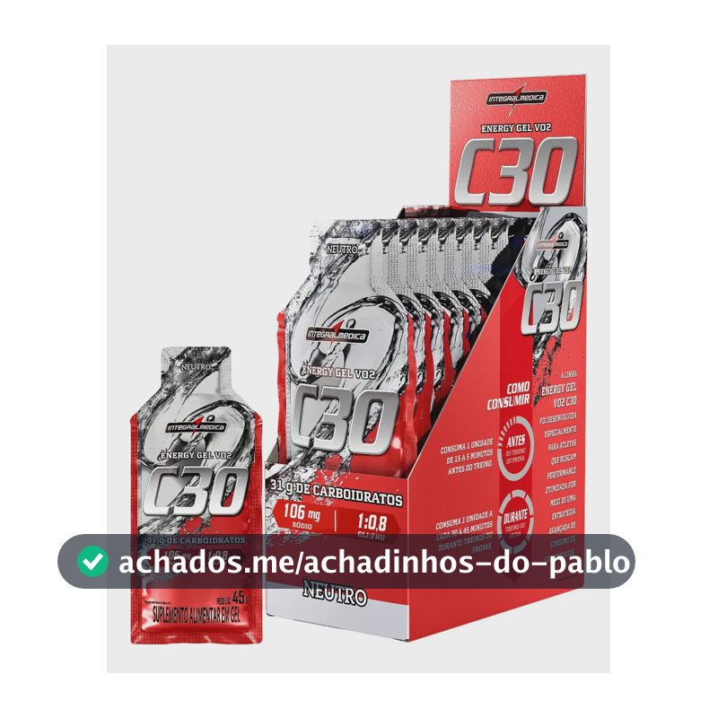 Pack 10 Unidades Suplemento Energy Gel VO2 C30 Energy Neutro Integralmédica