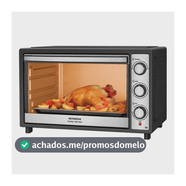 Forno Elétrico De Bancada Mondial Preto E Inox 52l Preto 220v Preto E Inox