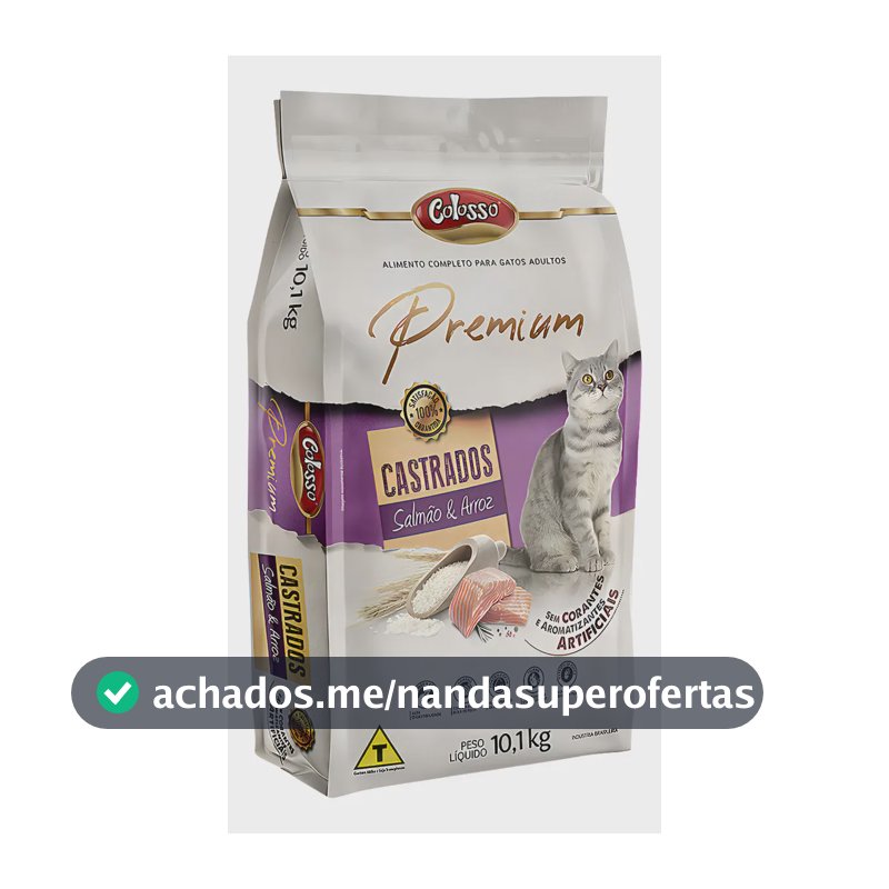 Ração seca para gatos Castrado Adultos Salmão e Arroz 10,1 kg Colosso Premium