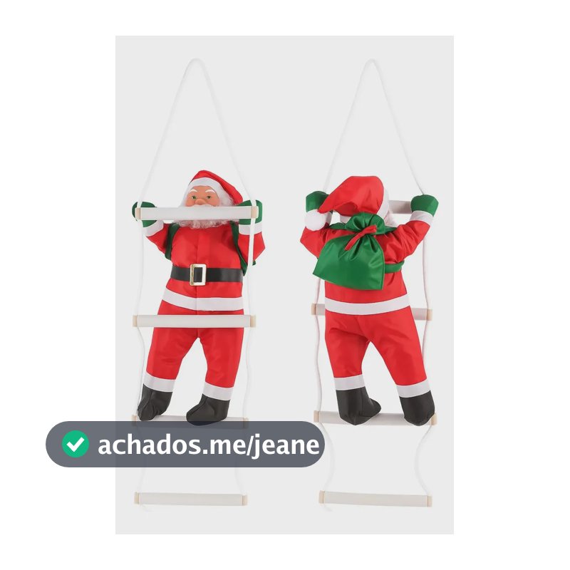 Papai Noel Subindo Escada Decoração Enfeite Natal 40cm Vermelho