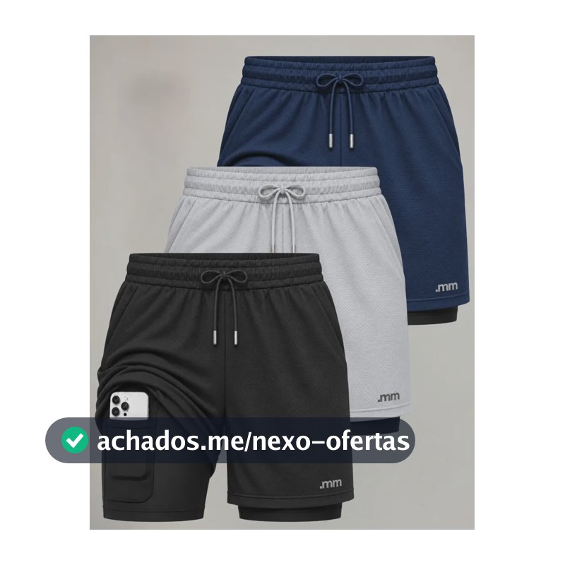 Kit 3 Bermudas 2 Em 1 Short Duplo Masculino Academia Treino Preto-cinza-marinho Liso G