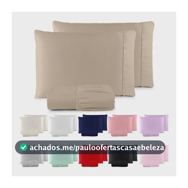 Jogo De Lençol Casal Padrão 3 Pçs 400 Fios C/ Elástico Hotel Cáqui Liso