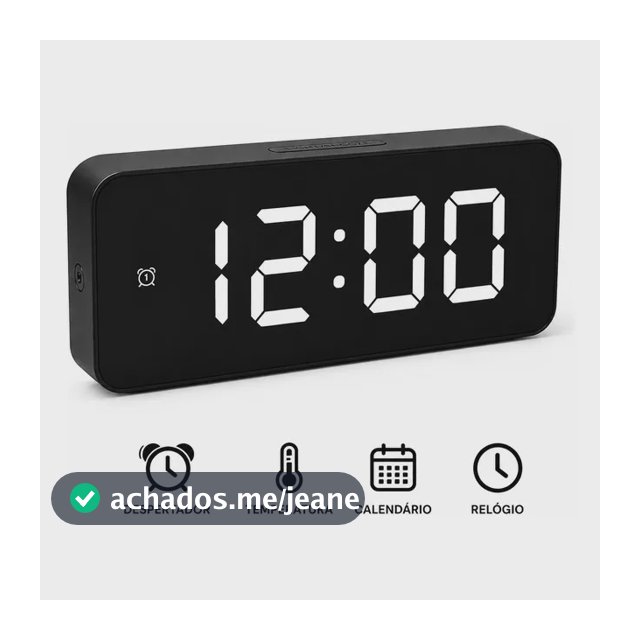 Relógio Digital Led C Despertador Data Alarme D Mesa Tempera Branco