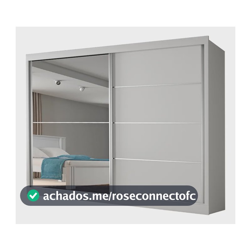 Guarda Roupas Casal 2 Portas Com Espelho 4 Gavetas Áustria Branco