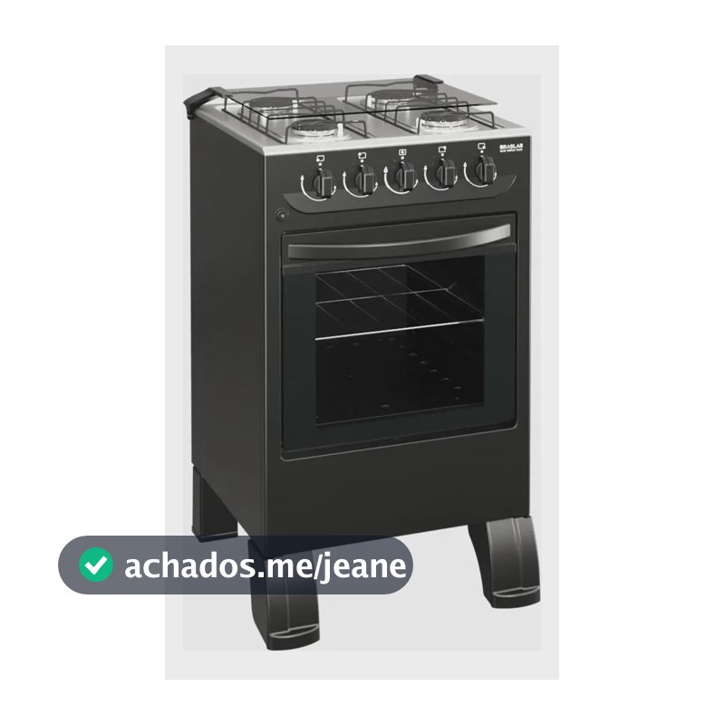 Fogão New Sirius 4 Bocas Mesa Inox Braslar Preto