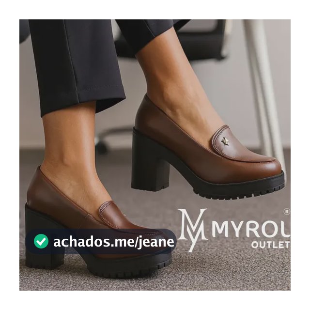 Sapato Salto Médio Mocassim Tratorado Slip On Casual Metal