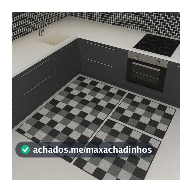 Kit 3 Peças Tapete Passadeira De Cozinha Antiderrapante Top