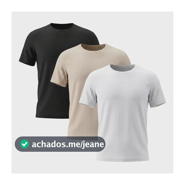 Kit 3 Camisetas Masculina Canelada Americana Gola Careca