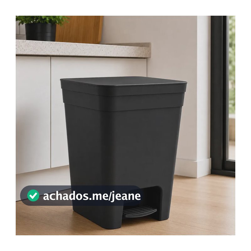 Lixeira Para Cozinha De 7,5l Preto Banheiro Com Pedal Lixo