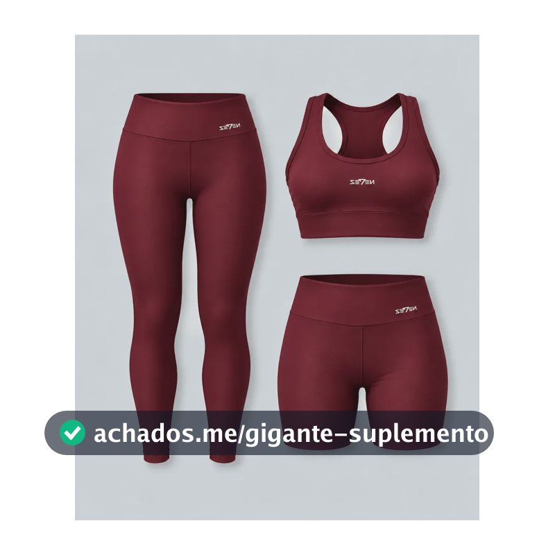Kit Conjunto Feminino Fitness Top Nadador + Legging + Short Bordô M