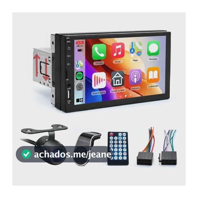 Central Multimídia 1 Din Mp5 Bluetooth 7 Espelha Dvd Hd Kit Multimidia 1 Din 7p Com Câmera De Ré E Suporte Para Celular Automotivo