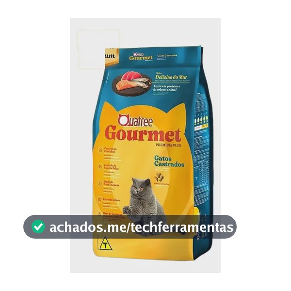Quatree Premium Ração Gatos Castrados Delicias do Mar Gourmet 10,1kg