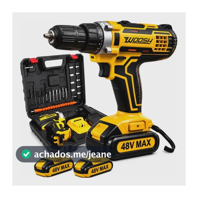 Parafusadeira Furadeira Impacto Sem Fio 2 Baterias Recarregável 48v Bivolt Velocidade Ajustavel Com Travas Mandril Resistente Woosh