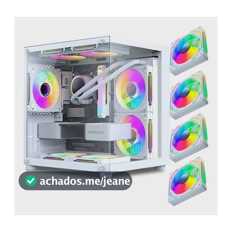 Gabinete Gamer Aquário Em Vidro Com 4 Fans Rgb Gb1797 Cor Branco