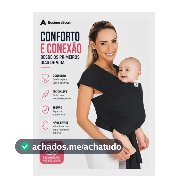 Wrap Sling Canguru Bebê Carregador Carrier Enxoval Passeio Preto