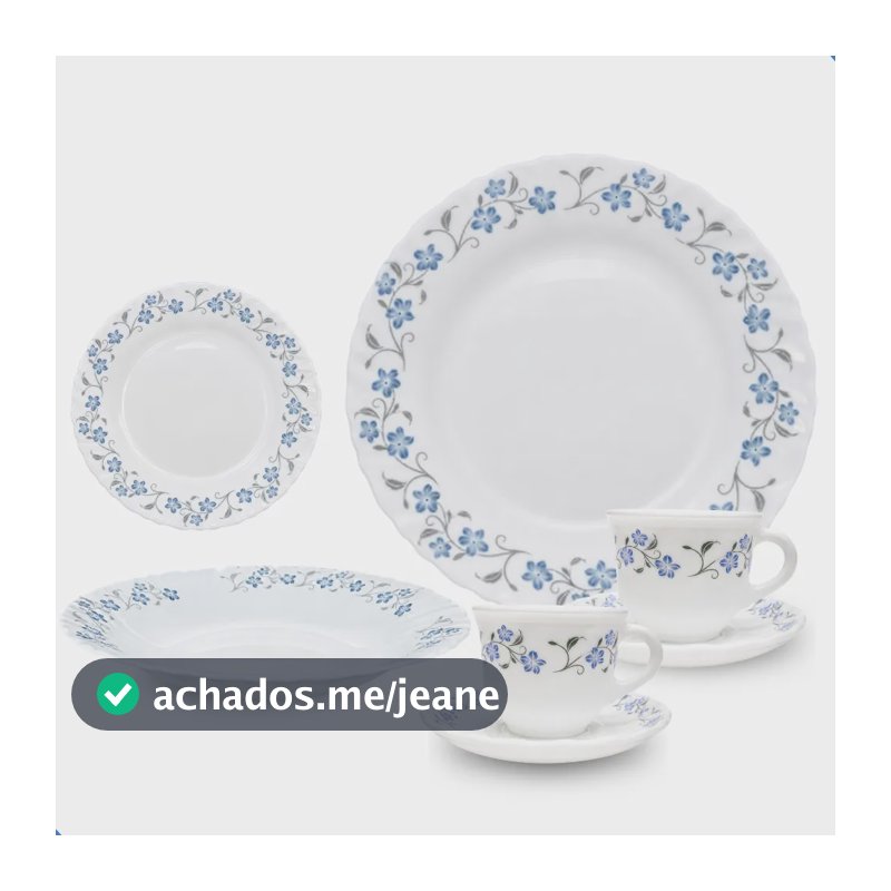 Aparelho De Jantar 20 Peças Vidro Opaline Para Almoço/jantar Branco Floral