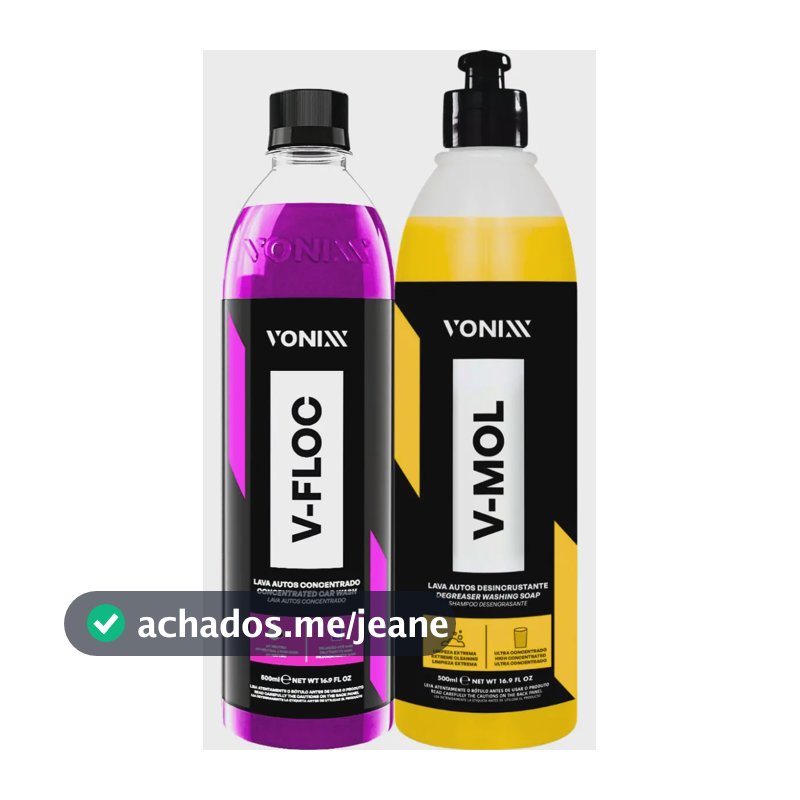 Kit Shampoo Automotivo Neutro Concentrado Vonixx V-Floc V-Mol 500ml
