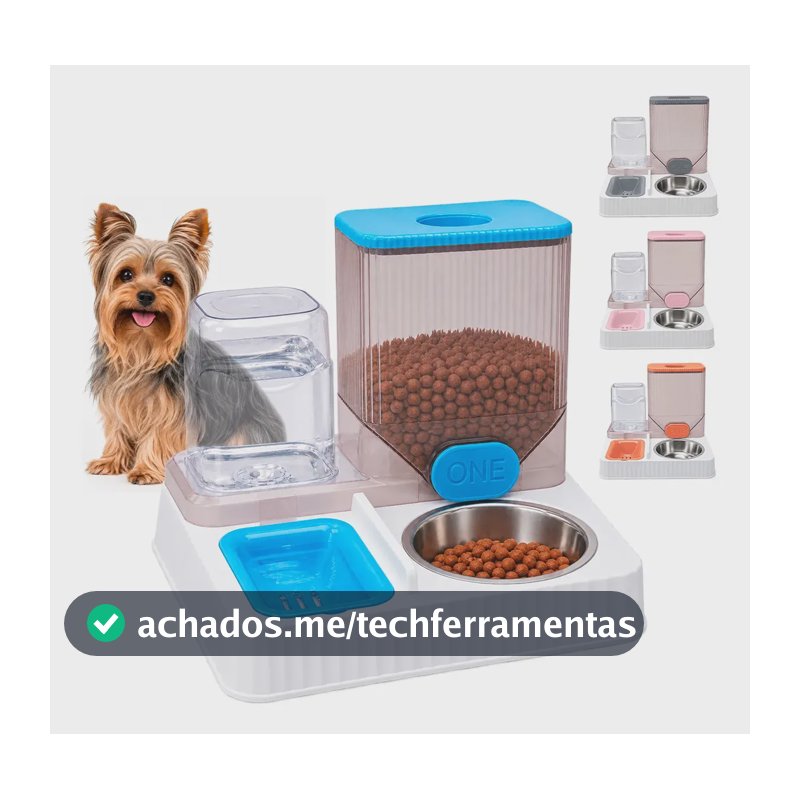 Bebedouro E Comedouro Alimentador Automático Gravidade Pet Cor Azul