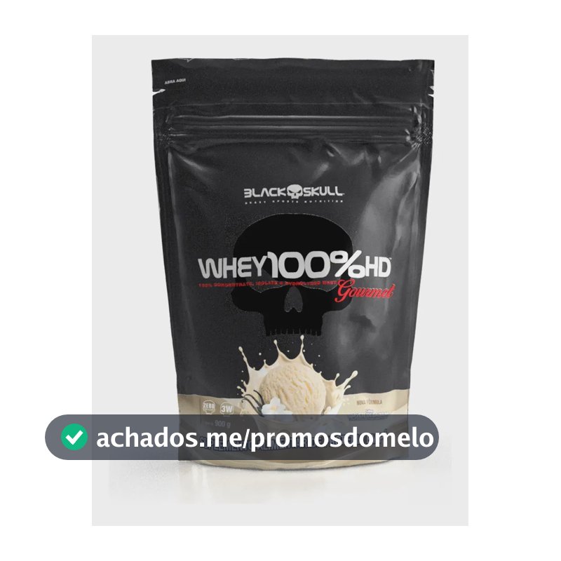 Whey 100% Hd 900g Refil Gourmet - Black Skull Sabor Baunilha