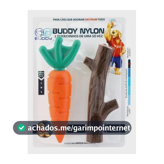 Brinquedo Pet Mordedor Nylon Cenoura+graveto Buddy Cão P M G Marrom