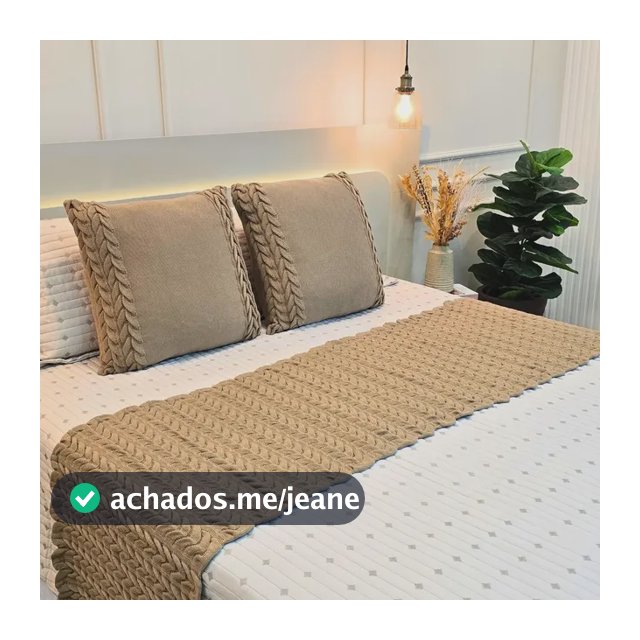 Kit Peseira Manta Tricot Cama Queen Aconchego + 2 Capas 45cm