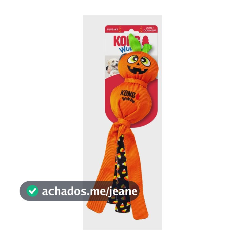 Pelúcia Kong Wubba Halloween Abóbora Brinquedo Cães Grande Laranja Abóbora