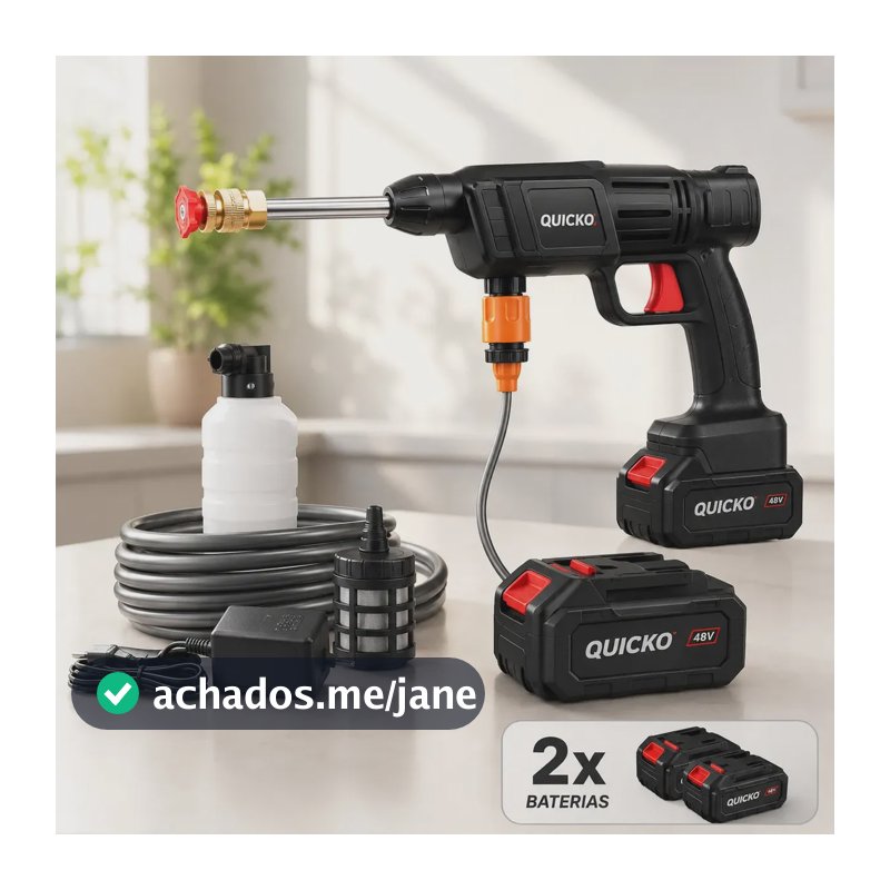 Lavadora A Jato De Alta Pressão Portátil Recarregáveel Preto 50/60 Quicko