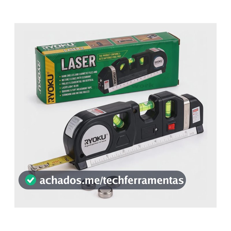 Nivel A Laser 3 Em 1 Com Trena 3m Nivelador Ryoku