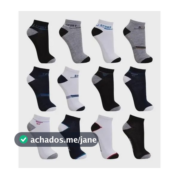 Kit 12 Pares Meia Premium Cano Curto Tamanho Especial 38ao44 Variadas 38-44