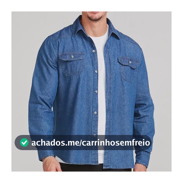 Camisa Social Masculina Jeans Manga Longa Long Fit Slim Luxo