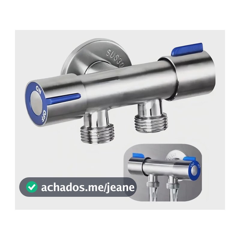 Torneira Registro T Duas Saídas De Água Inox Válvula Duplo