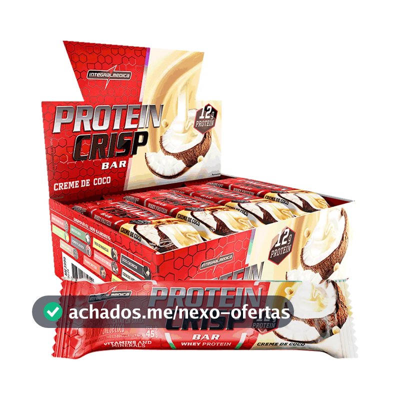 Caixa de 12 Barras de Proteína Whey Crisp Bar Creme de Coco Integralmedica