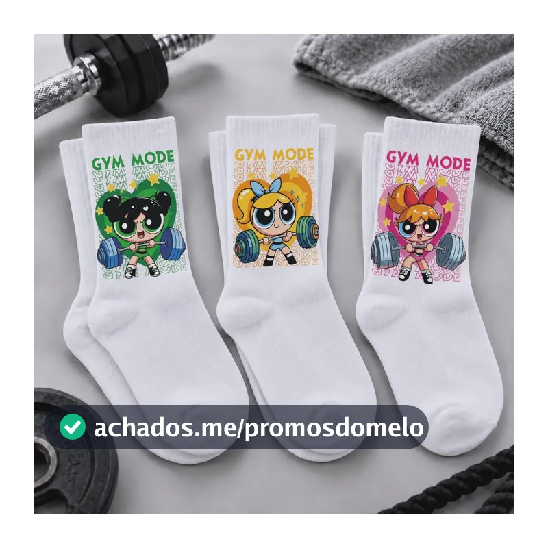 Kit 3 Pares Academia Treino Gym Mode Meninas Maromba Poderos Branco Un