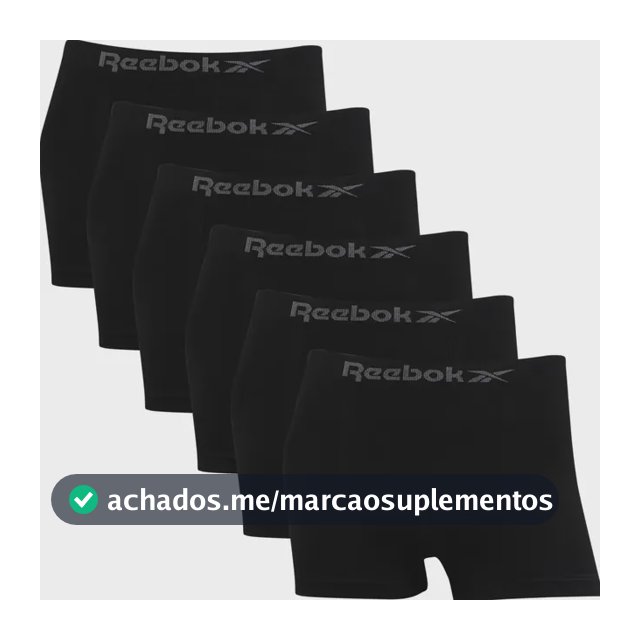 Kit 6 Cuecas Reebok Boxer Microfibra Classic Masculina