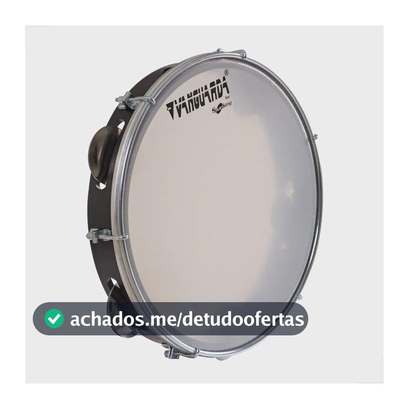 Pandeiro Profissional Preto 10 Pele Leitosa Abs Vanguarda Preto